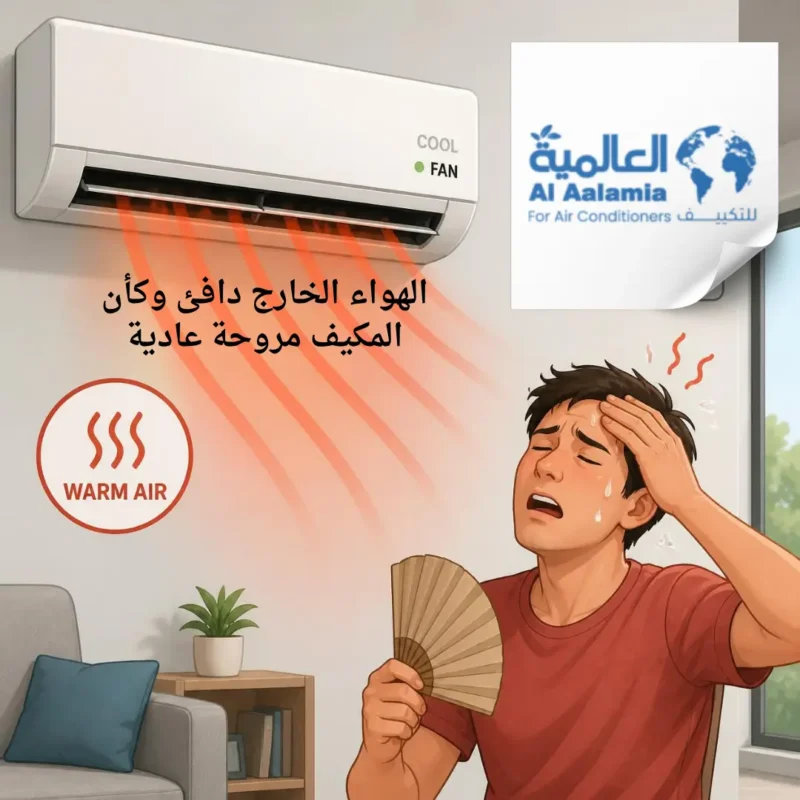 هواء التكييف الخارج دافئ وكأن المكيف مروحة عادية