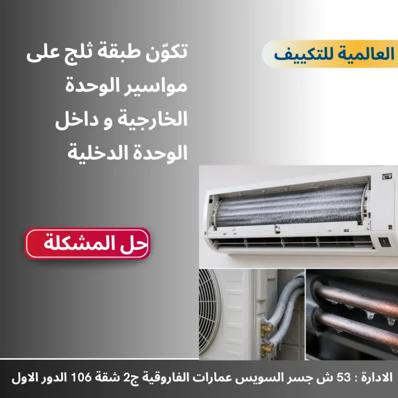 تكوّن طبقة ثلج على مواسير الوحدة الخارجية و داخل الوحدة الدخلية للتكييف